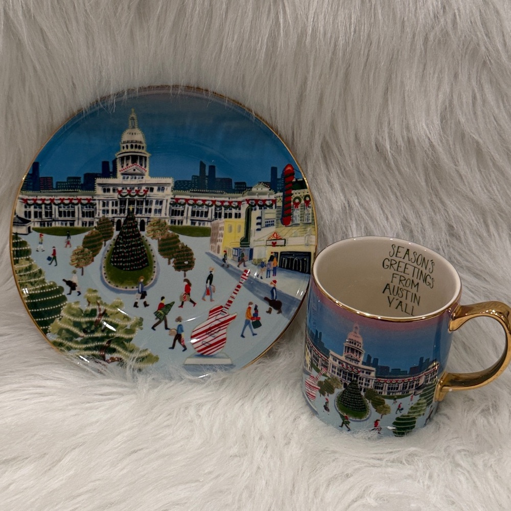 Anthropologie Holiday in the City Mug & Plate Set 2024 Austin